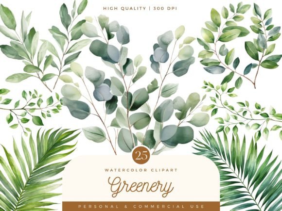 Download Watercolor Greenery Clipart Bundle - Art Collection