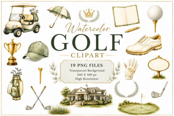 Download Watercolor Golf Clipart, Golfing Bundle - Art Collection