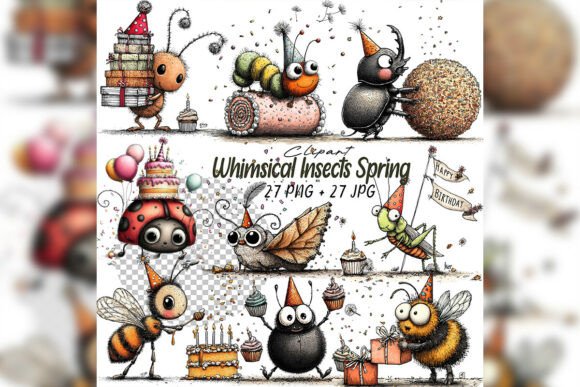 Download Whimsical Insects Clipart Spring Bugs Se - Art Collection