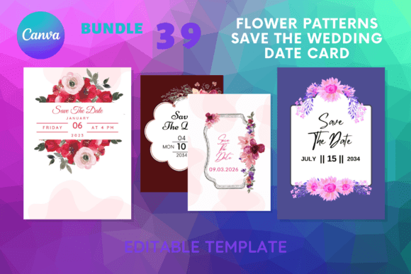 Download Flower Patterns Save the Date Card - Date Collection