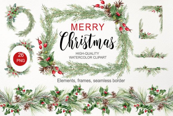 Download Watercolor Christmas Greenery Clipart - Art Collection