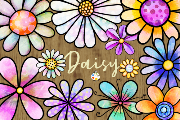 Download Daisy Flowers Watercolor Ink Doodle Art - Art Collection