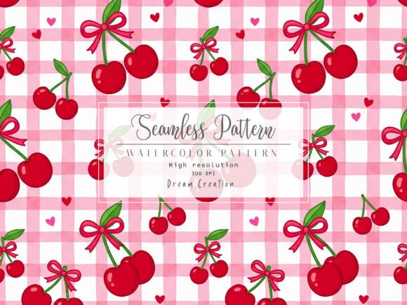 Download Pink Cherry Gingham Seamless Pattern - Ink Collection