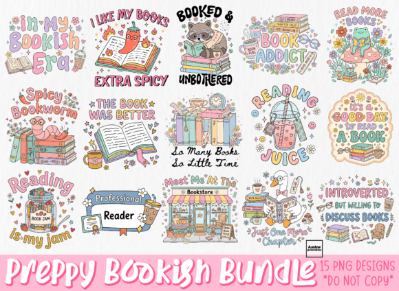 Download Preppy Pink Bookish Sublimation Bundle - Ink Collection