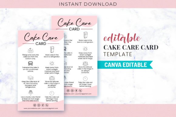 Download Cake Care Card Customizable Template Pdf - Customizable template Collection