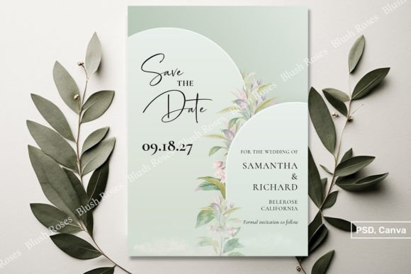 Download Green 2 Arch Blush Floral Save the Date - Date Collection