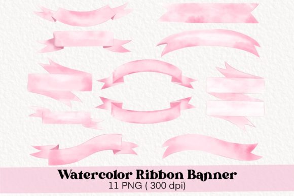 Download Watercolor Pink Ribbon Banner Clipart - Art Collection