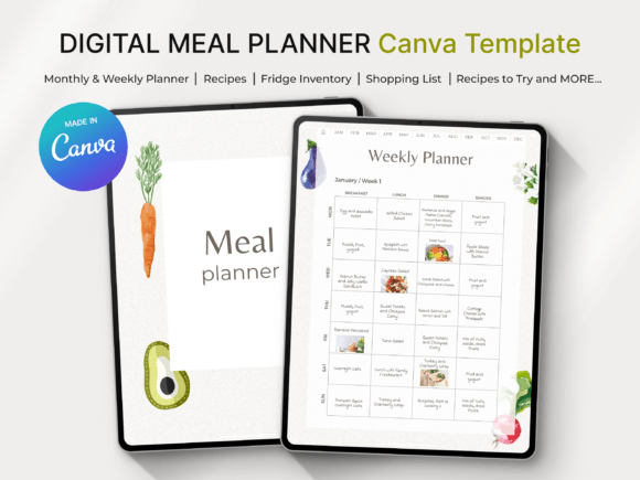 Download Meal Planner Canva Template - Premium Bundle