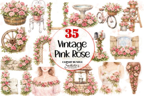 Download Vintage Pink Rose Shabby Chic Clipart - Art Collection
