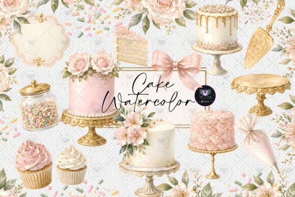 Download Elegant Pink Cake Watercolor Clipart - Art Collection