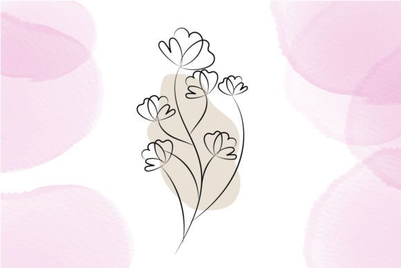 Download Isolated Flower Line Art with Leaf - Art Collection