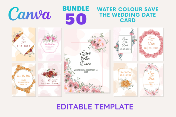Download Water Colour Save the Date Wedding Card - Date Collection